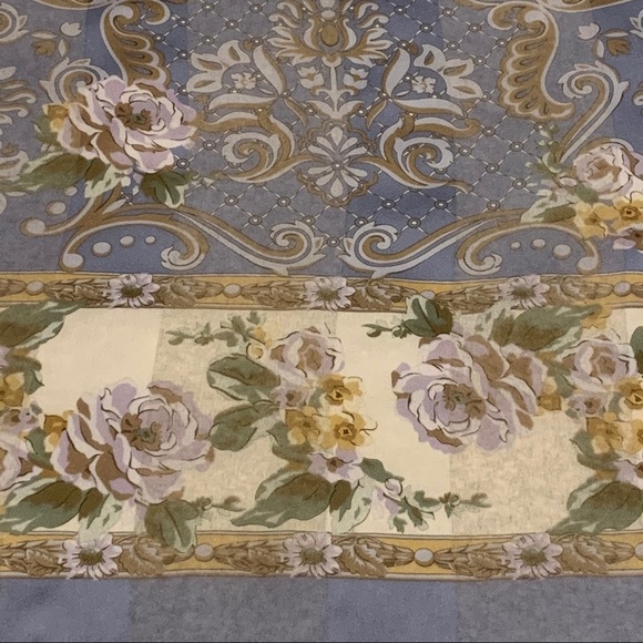 Vintage Berkshire Pale Blue‎ Floral Polyester Scarf - Picture 5 of 8